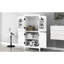 Armoire de salle de bain autoportante à 4 portes - blanc, tablettes réglables, rangement spacieux et élégant-2082044615