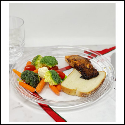Designer Swirl 12" Acrylic Dinner Plates Set of 4, Crystal Clear Plastic Plates Reusable, Unbreakable Kitchen Plates for All Occasions BPA Free Dishwasher Safe