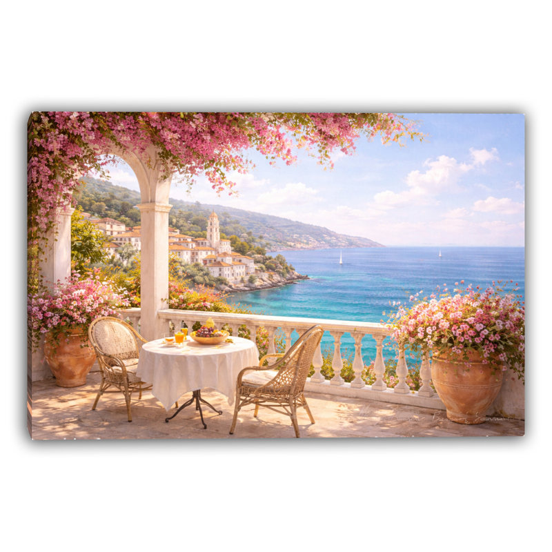 Art mural sur toile «Cafe by the Sea», L 36 po x H 24 po x P 1,5 po