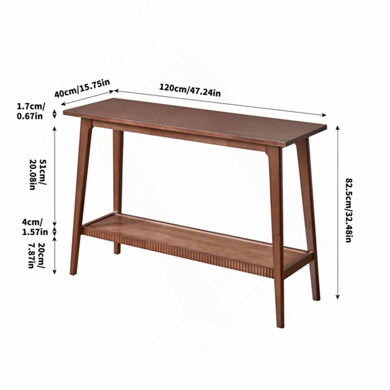 Console en bois massif, table d'entrée à deux niveaux, table d'appoint étroite et longue avec tablette de rangement, table de chevet pour salon ou hall d'entrée.