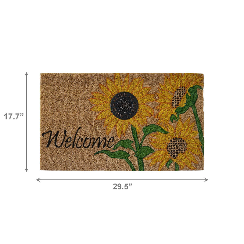 Tapis en fibre de coco avec accents en caoutchouc