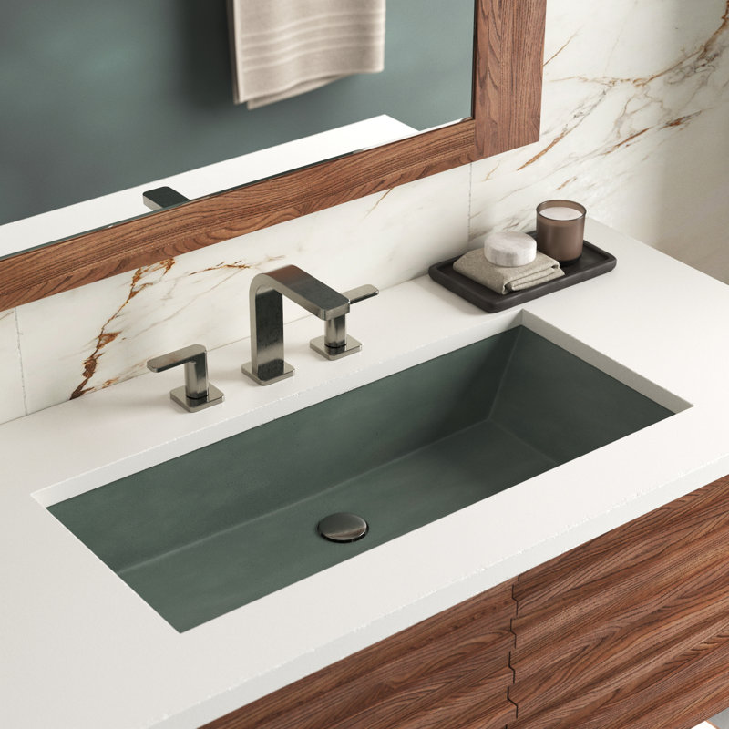 Arcata 30" Undermount Concrete Trough Bathroom Sink, Forest