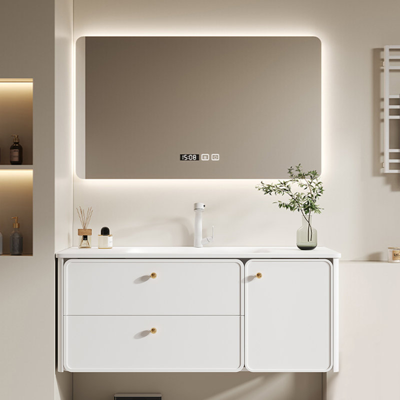 Modern stylish simple bathroom cabinet, 19.7" H x 51.2" W x 21.7" D, White