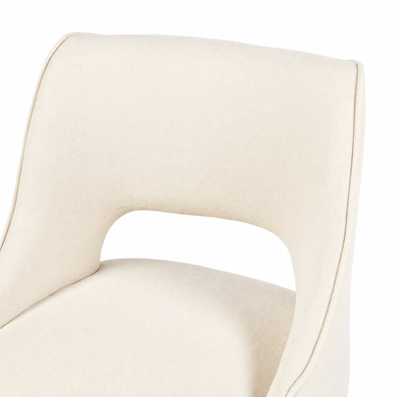 Chaises d'appoint rembourrées avec pieds en bois massif, Beige, 4