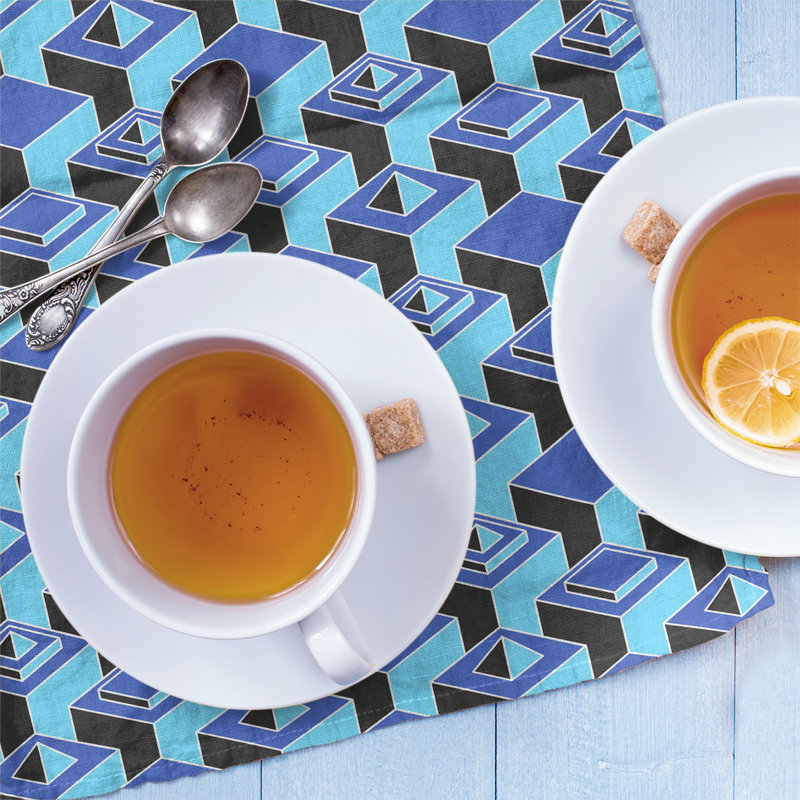 Patricia Geoffrey Tea Towel Kitchen Towel, Blue/Black/Purple, Cotton Twill