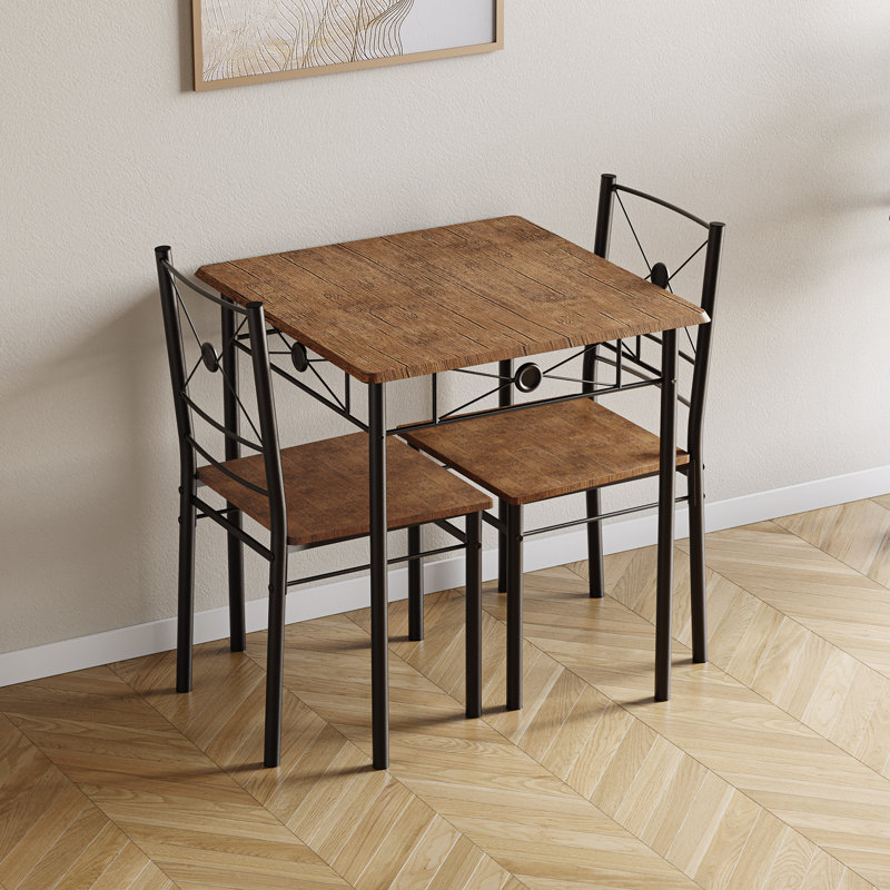 Nyvaeh 2 - Person Dining Set, Dark Wood, Black