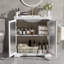 Meuble-lavabo moderne 30 po - Portes en verre trempé trempé, poignées noires mates et lavabo en céramique. Structure en bois d'hévéa, plateforme de robinet de 8 po-1012987627