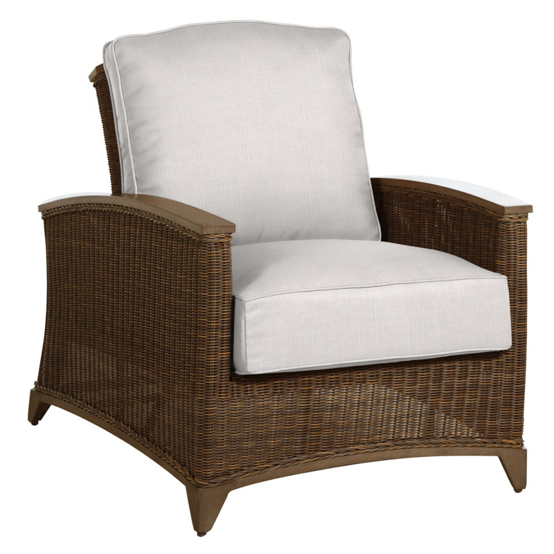 Astoria Patio Chair with Cushions, Welt + Standard Fill, Snow Sunbrella® Linen, Raffia/Oak