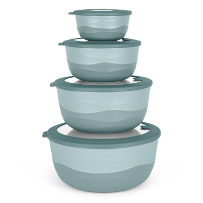 Pera Airtight Mixing Bowls with Lids, BPA-Free Nesting Prep Bowl Set, Large 4200ml Capacity, Microwave & Dishwasher Safe, 8-Piece, (Blue)