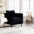 Modern, Single, Accent Chair, Black Velvet, Plump Pillow, Non - Slip Pads, Bedroom, Comfortable, Good Structure Mid-century Metal Legs, Living Room, Office Reading, Soft, , Easy To Install-1862565464