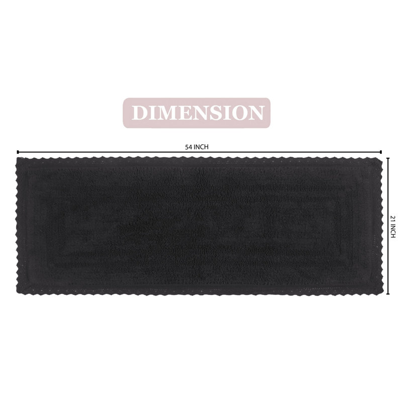 Opulent Absorbent Cotton Soft Bath Rug, 21" W x 54" L, Gray