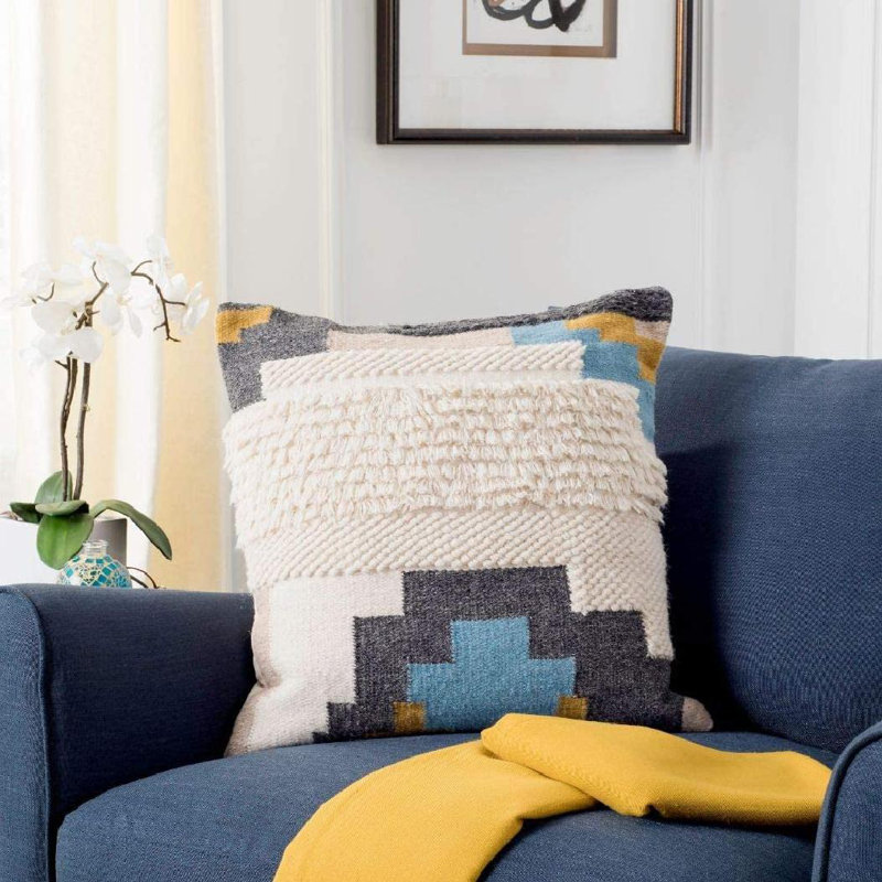 Geometric Wool Reversible Throw Pillow