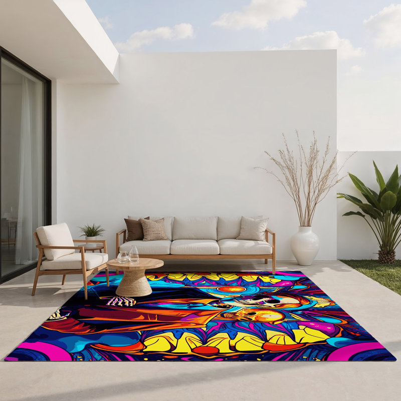Spectrum Splatter Indoor And Outdoor Area Rug, Rectangle 1'6" x 2'6"