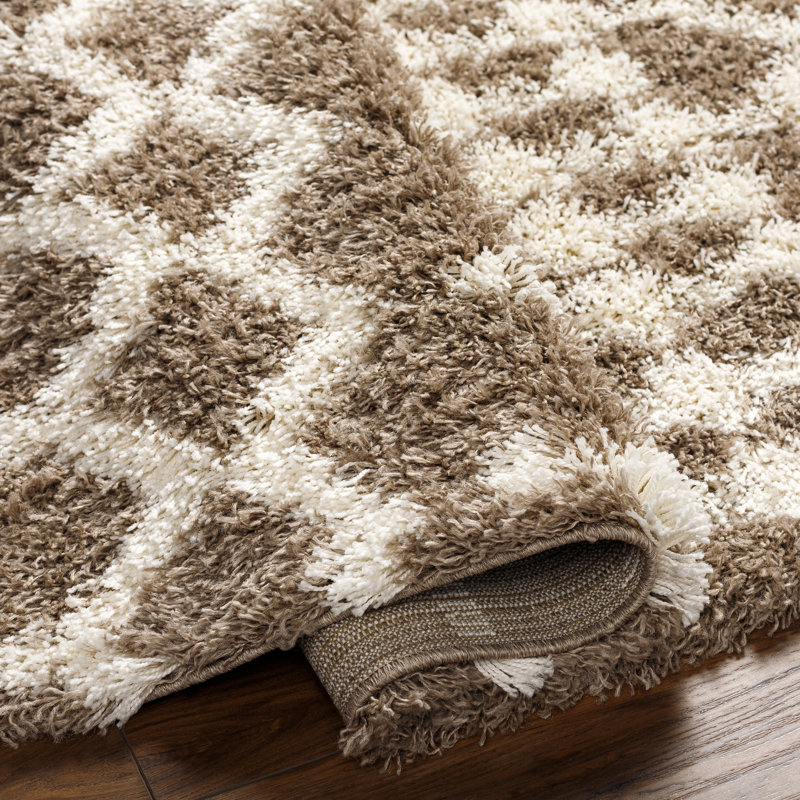 Hinsdale Machine Woven Polyester Area Rug in Brown/Ivory, Runner 2'7" x 7'3"