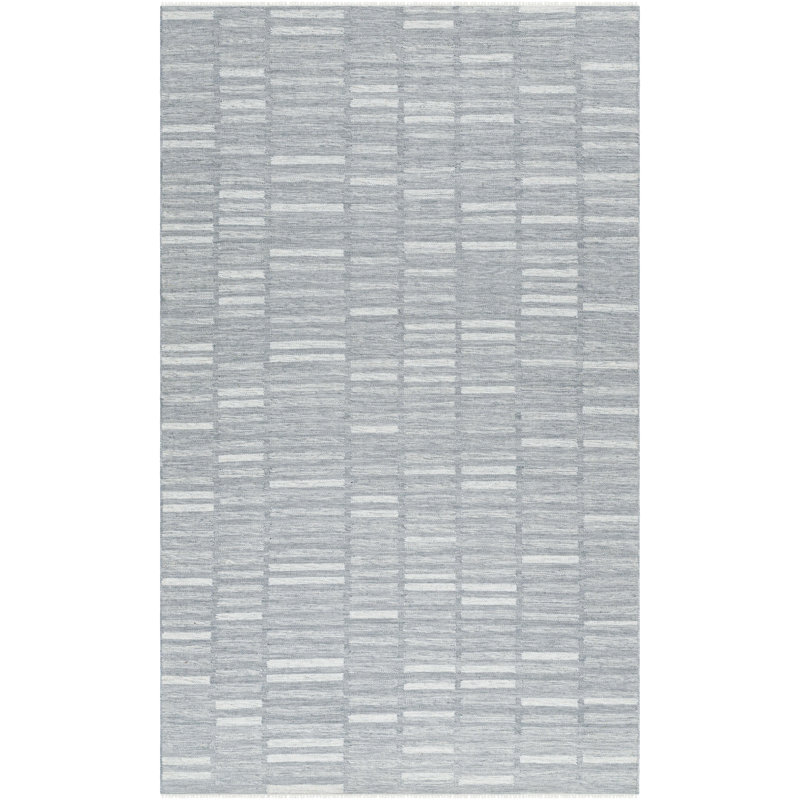 Caniesha Striped Flatweave Wool Area Rug in Gray/Silver/Metallic Silver, Rectangle 2' x 3'