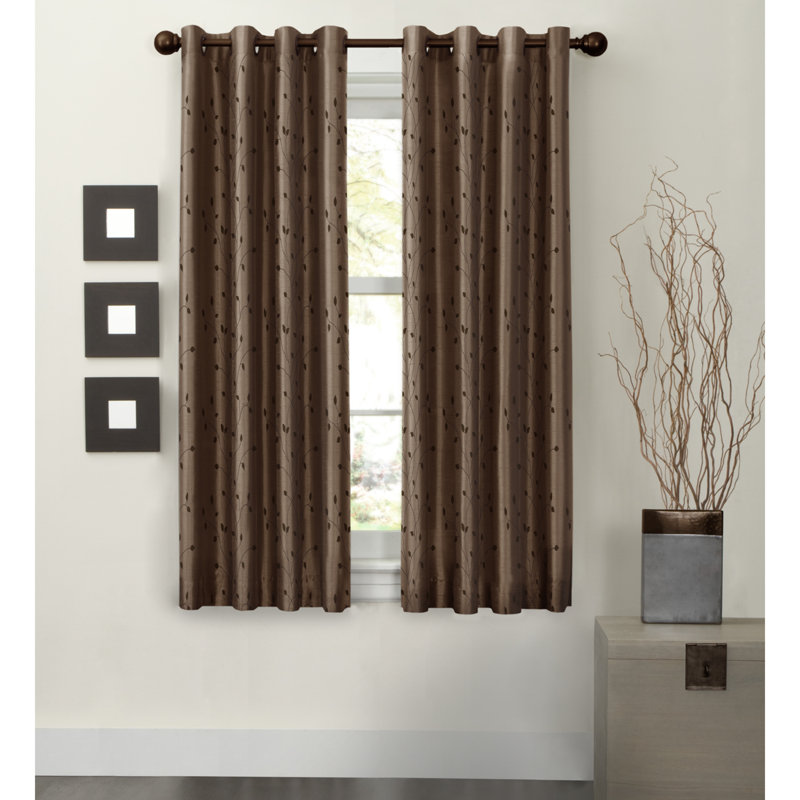 Besteiro Faux Silk Blackout Curtain Single Panel, 54" W x 63" L, Mocha