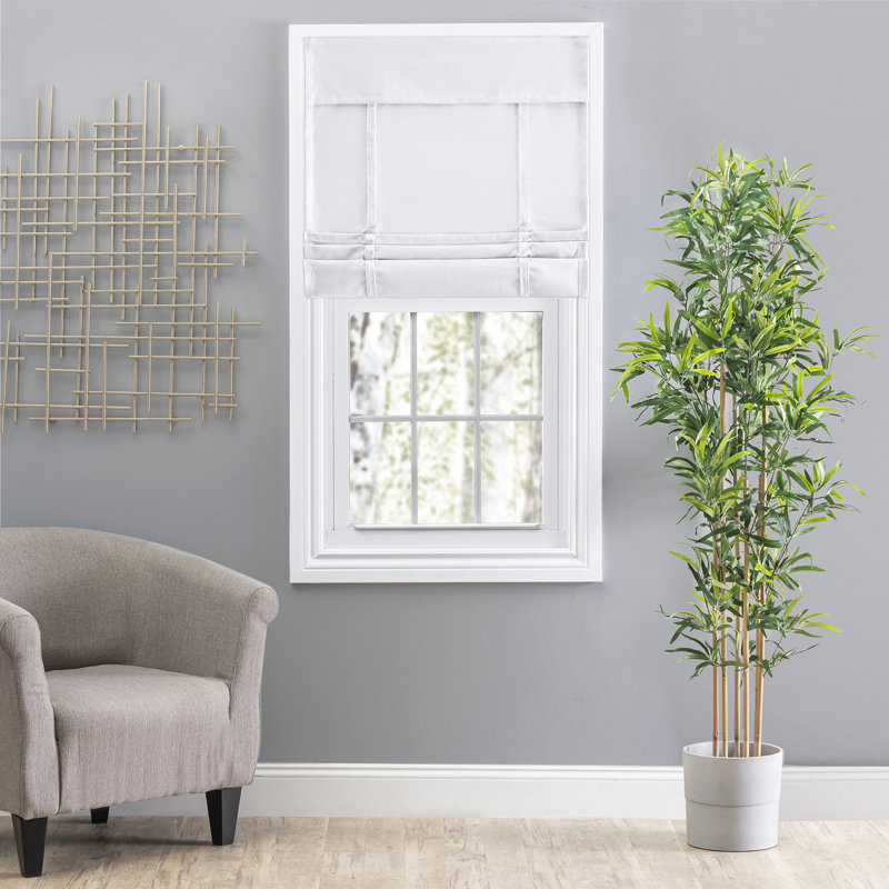 Semi Sheer Roman Shade, White, 40" W x 64" L
