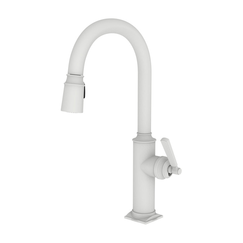 Adams Single Handle Pull Down Kitchen Faucet, Matte White