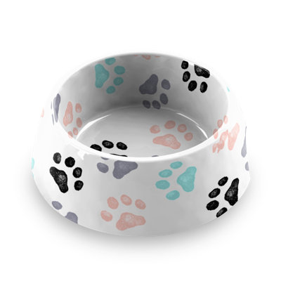 Retro Paw Print Melamine Pet Bowl