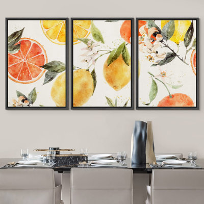 Pastel Lemon Orange Citrus Fruits Food Kitchen & Cooking Illustrations Modern Art Decor