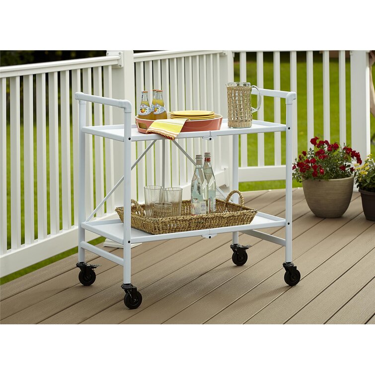 COSCO Indoor/Outdoor Folding Serving Cart with Wheels In Grey 