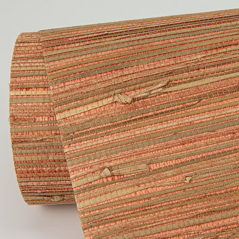 Loom Abstract Grass Cloth Wallpaper Roll, Orange