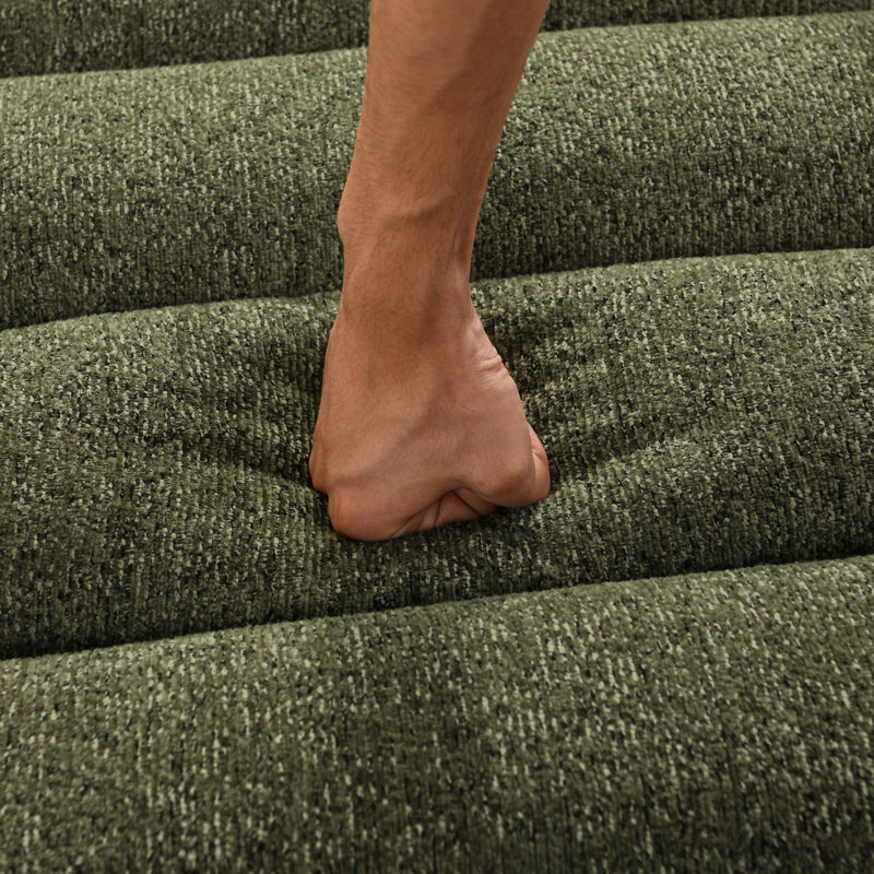 Méridienne modulaire en L Chenille, Vert
