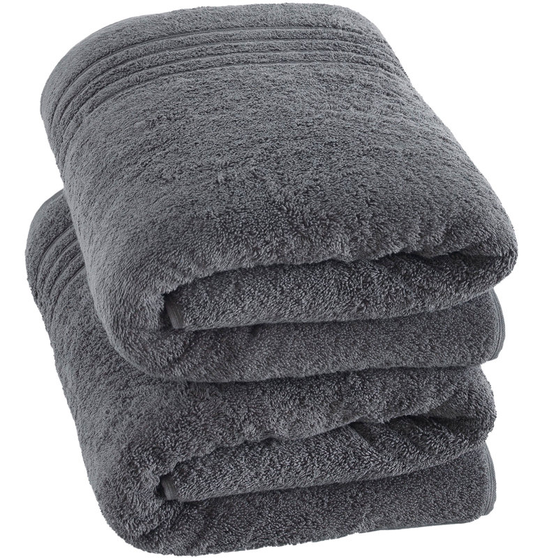 2-Pack Jumbo 100% Cotton Bath Sheets, Oversized and Absorbent, Gray