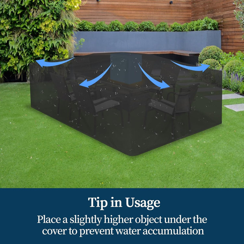 Housse rectangulaire pour meubles de patio - Protecteur de table et de chaise d'extérieur imperméable noir