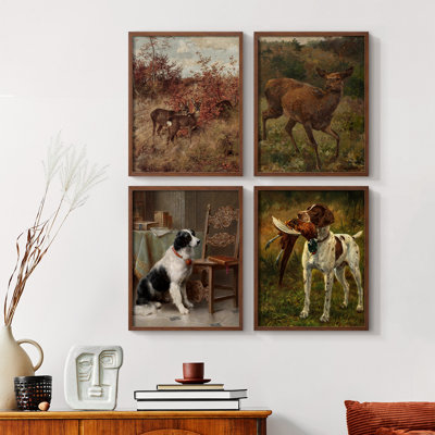 «Vintage Animal Print», ensemble de 4 reproductions encadrées