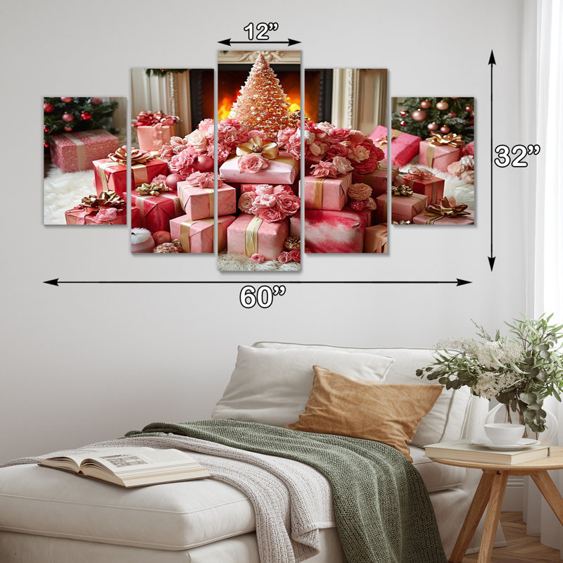 Ensemble de décoration murale de Noël rose et rouge
