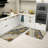 Marble Gold Vein Pattern 2 PC Kitchen Floor Rugs, Kitchen Coffee Bar, Gray