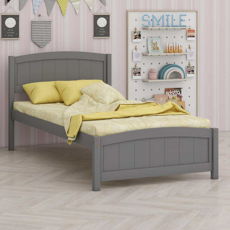 Lit plateforme avec tête de lit, Gris