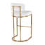 Tabouret de bar à hauteur fixe en métal doré et similicuir blanc - ensemble de 2