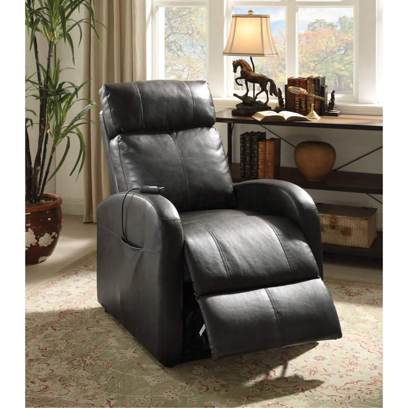 Fauteuil inclinable électrique brun en cuir synthétique, Marron foncé
