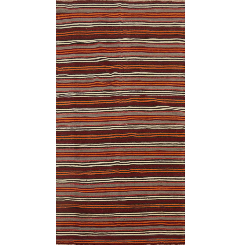 Tapis rayé en laine 5 x 11