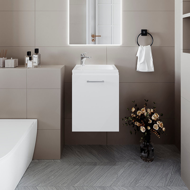 Meuble-lavabo avec lavabo intégré Haigleer Creek, blanc, Blanc