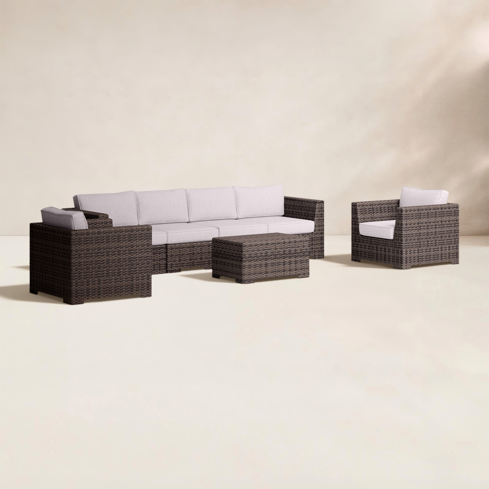 Paniagua Wicker Fully Assembled 6 - Person Seating Group with Cushions, Espresso