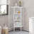 22.25'' Modern Corner Cabinet With Tempered Glass Doors And Shelves For Versatile Storage In Bathroom, Living Room, And Bedroom