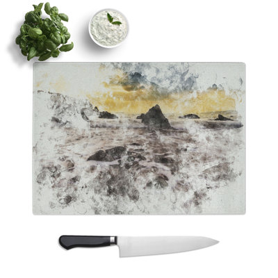 Beach View Watercolour Chopping Board