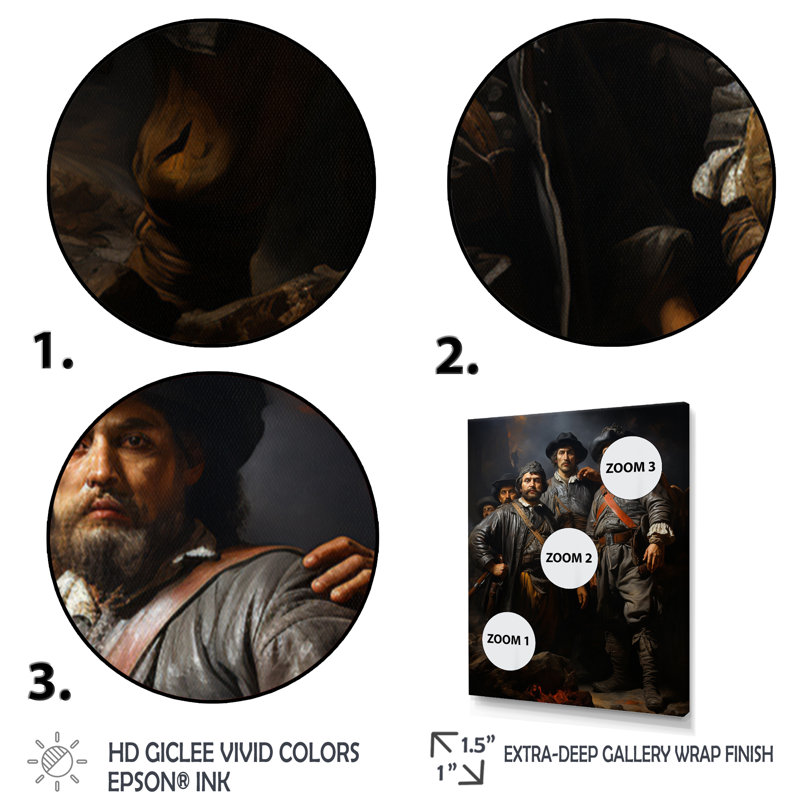 Chef-d'œuvre «The Night Watch» par Rembrandt II - impressions sur toile, H 32 po x l 24 po x P 1 po, Toile tendue