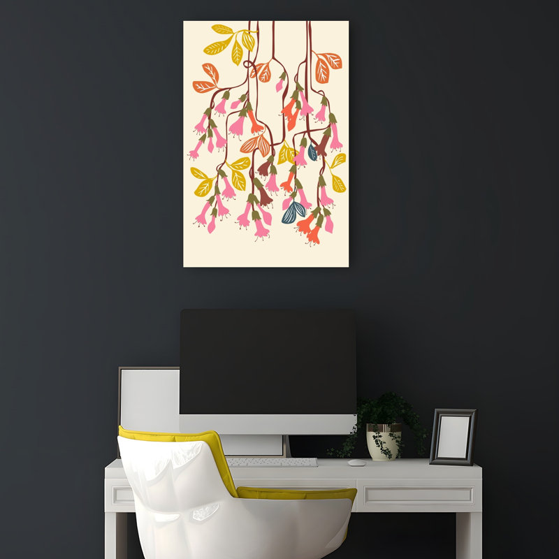 «Hanging Botanical Blooms Organic Abstract Nature Plant», reproduction d'art murale, H 18 po x l 12 po