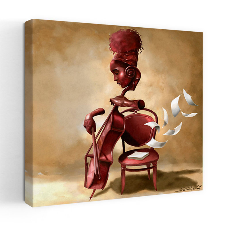 The Solo Cellist, art contemporain abstrait, H 36 po x l 36 po