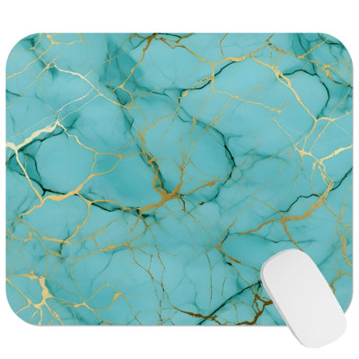 Abstract Cyan Geode Crystal Dream I Crystals Geode Modern Marble Agate Fractal Gaming Cute Office Laptop Desk Pad Gift Mat Square Rectangle Non-Slip Mousepad