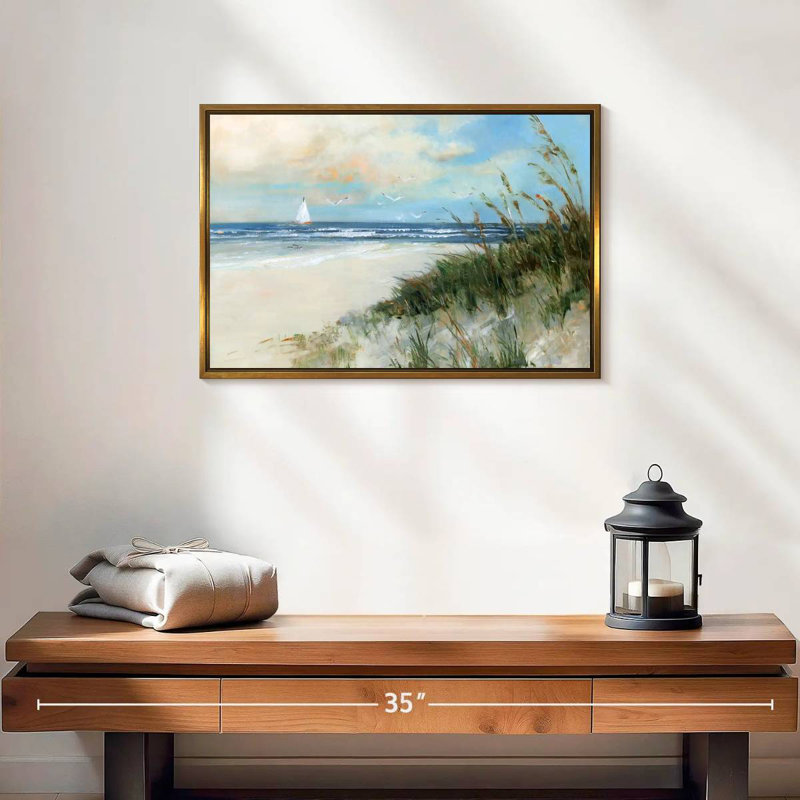Oak Island Sunrise, Cadre flottant doré, 19 po x 13 po