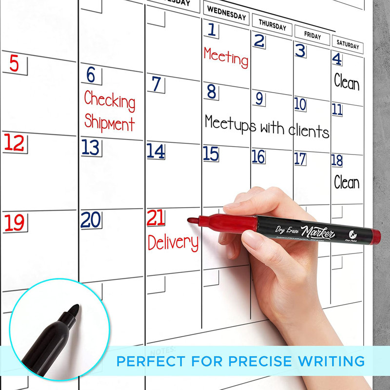 Large 36"x48" White Board Calendar Dry Erase Calendar For Wall 12 Month 