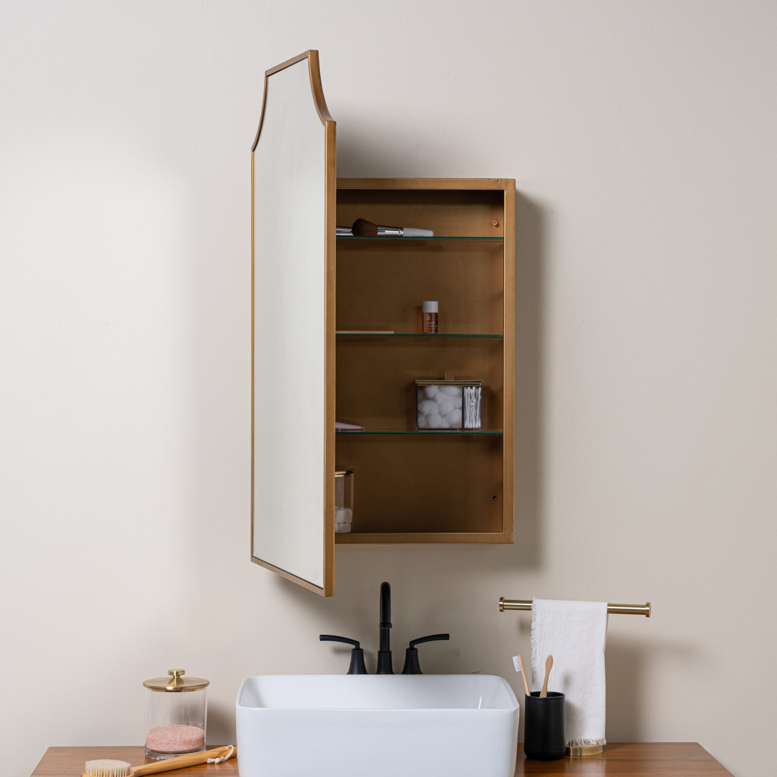 Recessed Medicine Cabinet,  Gold