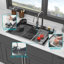 Évier de cuisine à cascade encastrable Lsi, acier inoxydable de calibre 16, simple cuve, 33 po x 22 po x 10 po, noir bronze, poste de travail avec robinet escamotable et laveuse à gobelets