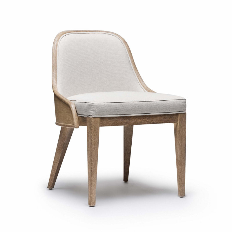 Siesta 19'' H Upholstered Mahogany Side Chair, White Ceruse, White Flax Weave