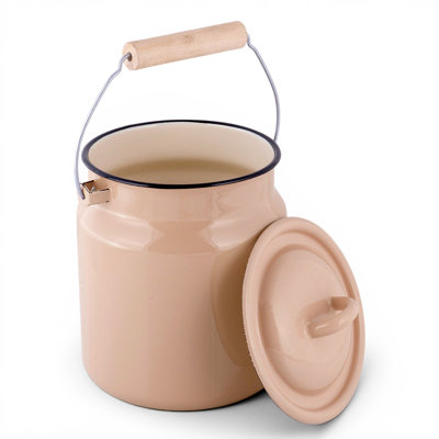 Pot à lait avec couvercle en acier émaillé Vintage Farm Style, 3,3 L / 112 oz